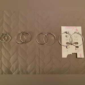 Assorted Sizes Silver Hoop Earrings